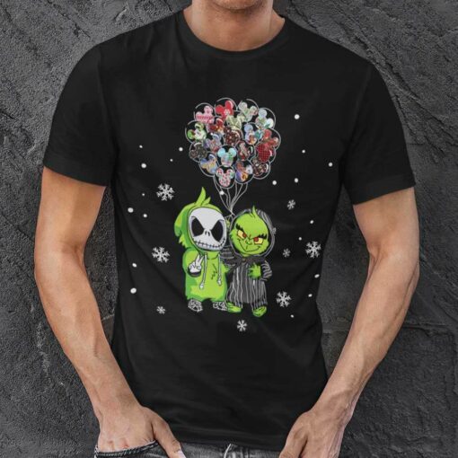 Mickey Balloon Grinch And Jack Christmas T-shirt