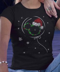 Mickey Balloon Icon Christmas Black Tee
