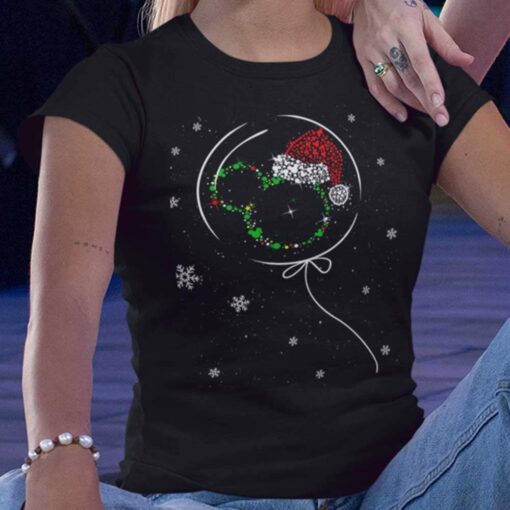 Mickey Balloon Icon Christmas Black Tee