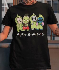 Mickey Grinch Jack Skellington Stitch Friends Christmas T-shirt