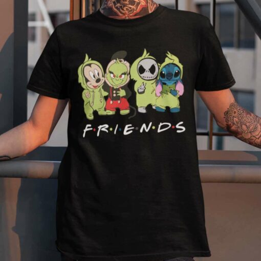 Mickey Grinch Jack Skellington Stitch Friends Christmas T-shirt