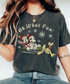 Mickey Minnie And Pluto Oh What Fun Christmas T-Shirt Disney