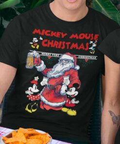 Mickey Minnie Mouse And Santa Claus Merry Very Christmas T-shirt