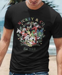 Mickey and Co. Est 1928 Christmas Black Tee Disney