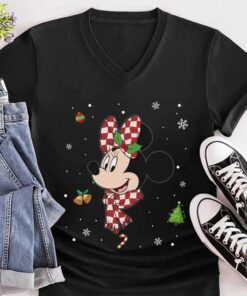 Minnie Buffalo Plaid Scarf Christmas T-Shirt Disney