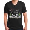 Most Likely To Start All The Shenanigans Christmas T-Shirt