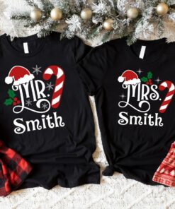 Mr And Mrs Custom Couple Christmas Santa Hat Sweatshirt