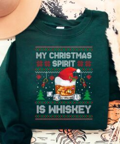 My Christmas Spirit Is Whiskey Bourbon Whiskey Christmas Sweatshirt For Lovely Unique Xmas Gift