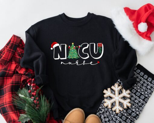 NICU Neonatal Intensive Care Nurse Christmas Tree Sweatshirt Unique Xmas Gift