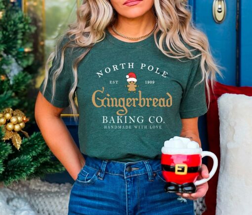 North Pole Gingerbread Baking Co Shirt Handmade With Love Christmas Cookie Sweatshirt Unique Xmas Gift