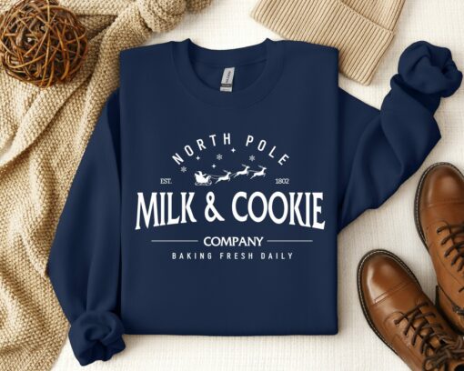 North Pole Milk and Cookie Co Sweatshirt Basic Lovely Unique Xmas Gift