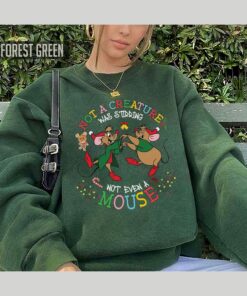 Not A Creature Was Stirring Disneyland Retro Jaq And Gus Gus Christmas Light Sweatshirt