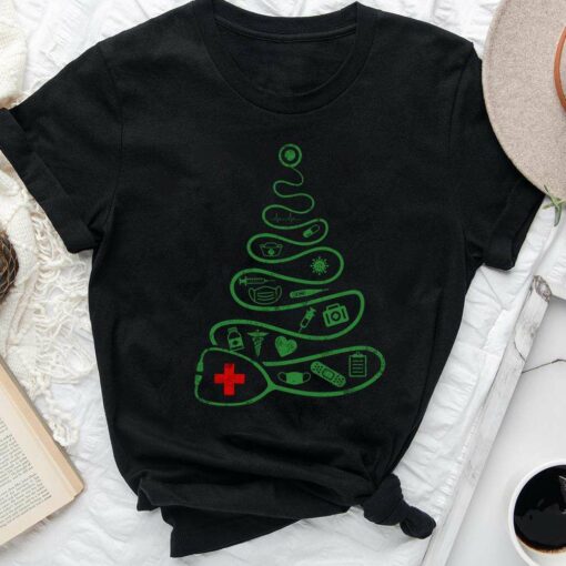 Nurse Stethoscope Christmas Tree T-Shirt