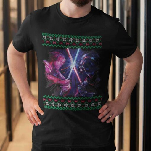 Obi-Wan Kenobi Darth Vader Duel Christmas T-Shirt Star Wars