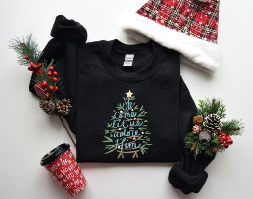 Oh Come Let Us Adore Him Christmas Christian Sweatshirt