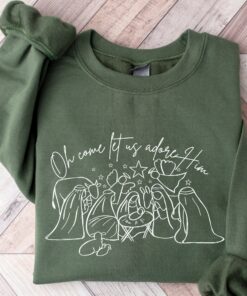 Oh Come Let Us Adore Him Religious Christmas Sweatshirt Unique Xmas Gift For Christian