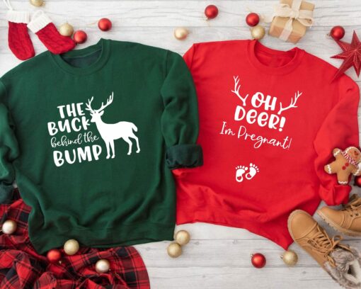 Oh Deer I’m Pregnant &amp The Buck Behind The Bump Sweatshirt Lovely Unique Christmas Gift