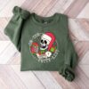 On The Petty List Santa Skeleton Coffee Christmas Funny Sweatshirt Unique Xmas Gift