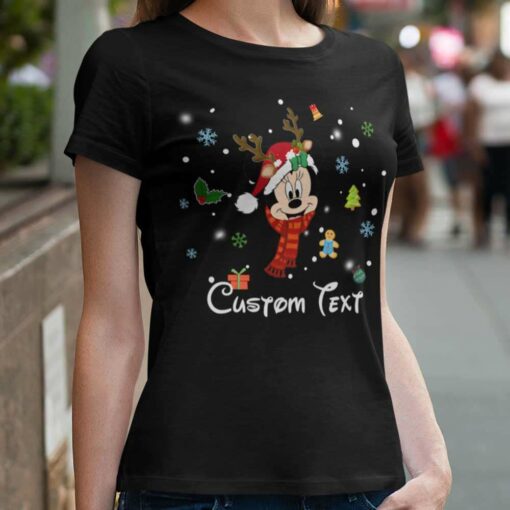 Personalize Custom Name Character Minnie Christmas T-shirt Disney