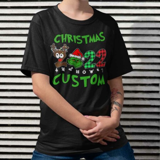 Personalize Custom Name Grinch Family 2022 Christmas T-shirt