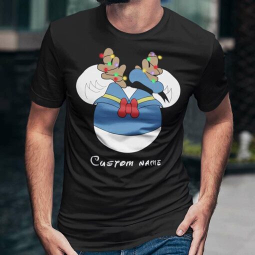 Personalize Custom Name Head Donald Duck Christmas T-shirt Disney