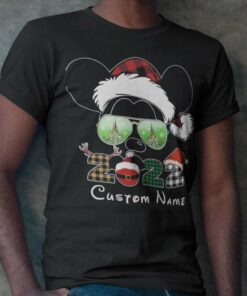 Personalize Custom Name Mickey Christmas T-shirt Disney