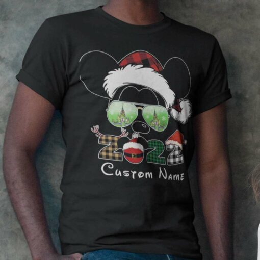 Personalize Custom Name Mickey Christmas T-shirt Disney