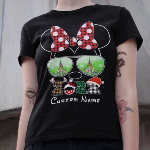 Personalize Custom Name Minnie Christmas T-shirt Disney