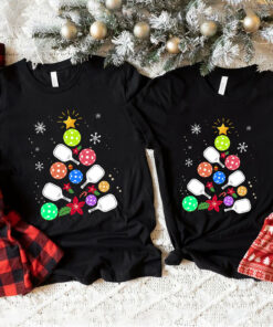 Pickleball Pickle Ball Christmas Tree Sweatshirt Sporty Unique Xmas Gift