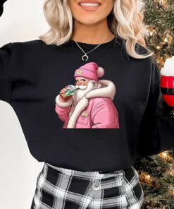 Pink Santa Coffee In Carhart Hat And Jacket Sweatshirt Lovely Unique Xmas Gift