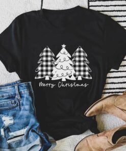Plaid Christmas Trees Farmhouse T-Shirt