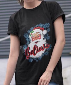 Red Plaid Buffalo Santa Christmas Holiday T-shirt