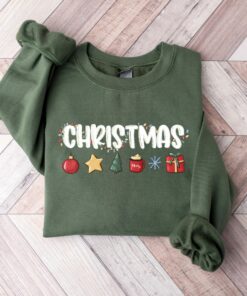 Retro Christmas Coffee Lights Gift Hot Chocolate Warm Cozy Sweatshirt