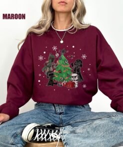 Retro Cute Chibi Star Wars Characters Darth Vader Christmas Tree MCU Sweatshirt