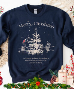 Retro Cute Winnie The Pooh Merry Christmas Tree Sweatshirt Unique Xmas Gift