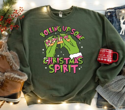 Retro Funny Rolling Up Some Christmas Spirit Sweatshirt