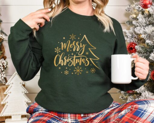 Retro Merry Christmas Bling Sweatshirt Unique Xmas Gift