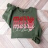 Retro Pink Merry Merry Christmas Sweatshirt Minimalist Unique Xmas Gift