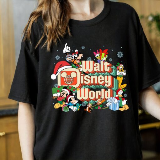 Retro Vintage Walt Disneyland World Mickey And Friends Christmas Sweatshirt Unique Xmas Gift