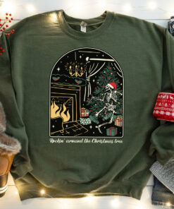 Rockin Around the Christmas Tree Funny Skeleton Tree Sweatshirt Lovely Unique Xmas Gift