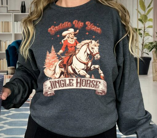 Saddle Up Your Jingle Horse Western Christmas Sweatshirt Unique Gift For Cowboy Xmas Gift