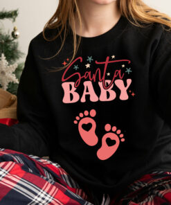 Santa Baby Christmas Pregnancy Announcement Sweatshirt Unique Xmas Gift For Mom
