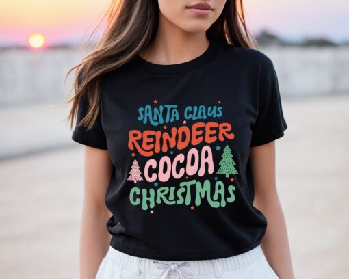 Santa Claus Reindeer Cocoa Christmas Sweatshirt Lovely Unique Xmas Gift