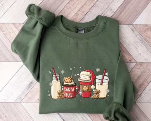 Santa Fuel Milk And Cookies Family Xmas Shirt Cute Unique Christmas Sweatshirt Gift