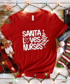 Santa Loves Nurses Funny Sweatshirt Lovely Unique Xmas Gift