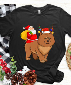 Santa Riding Cute Chow Chow Christmas Sweatshirt Lovely Unique Xmas Gift