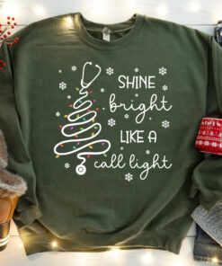 Shine Bright Like A Call Light Nurse Sweatshirt Funny Unique Xmas Gift