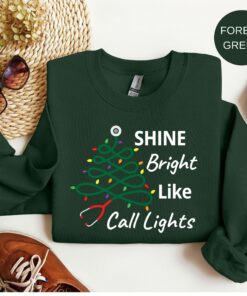 Shine Bright Like Call Lights Nurse Stethoscope Christmas Tree Lights Sweatshirt Lovely Unique Xmas Gift