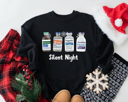 Silent Night Christmas ICU Nurse Sweatshirt