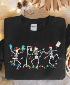 Skeleton Nurse Dancing Sweater Funny Christmas Gift